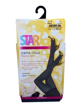 Star Power By Spanx Size A Center-Stage Heathered Shaping Tights Now Navy